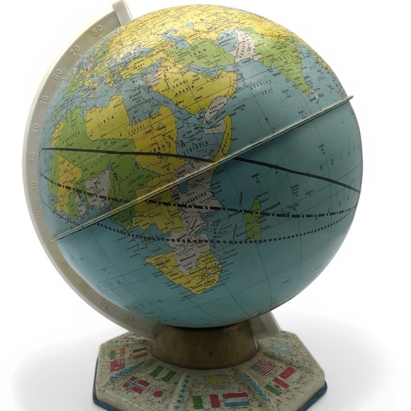 Vintage 1950s Metal World Globe with Stand - Picture 3 of 11